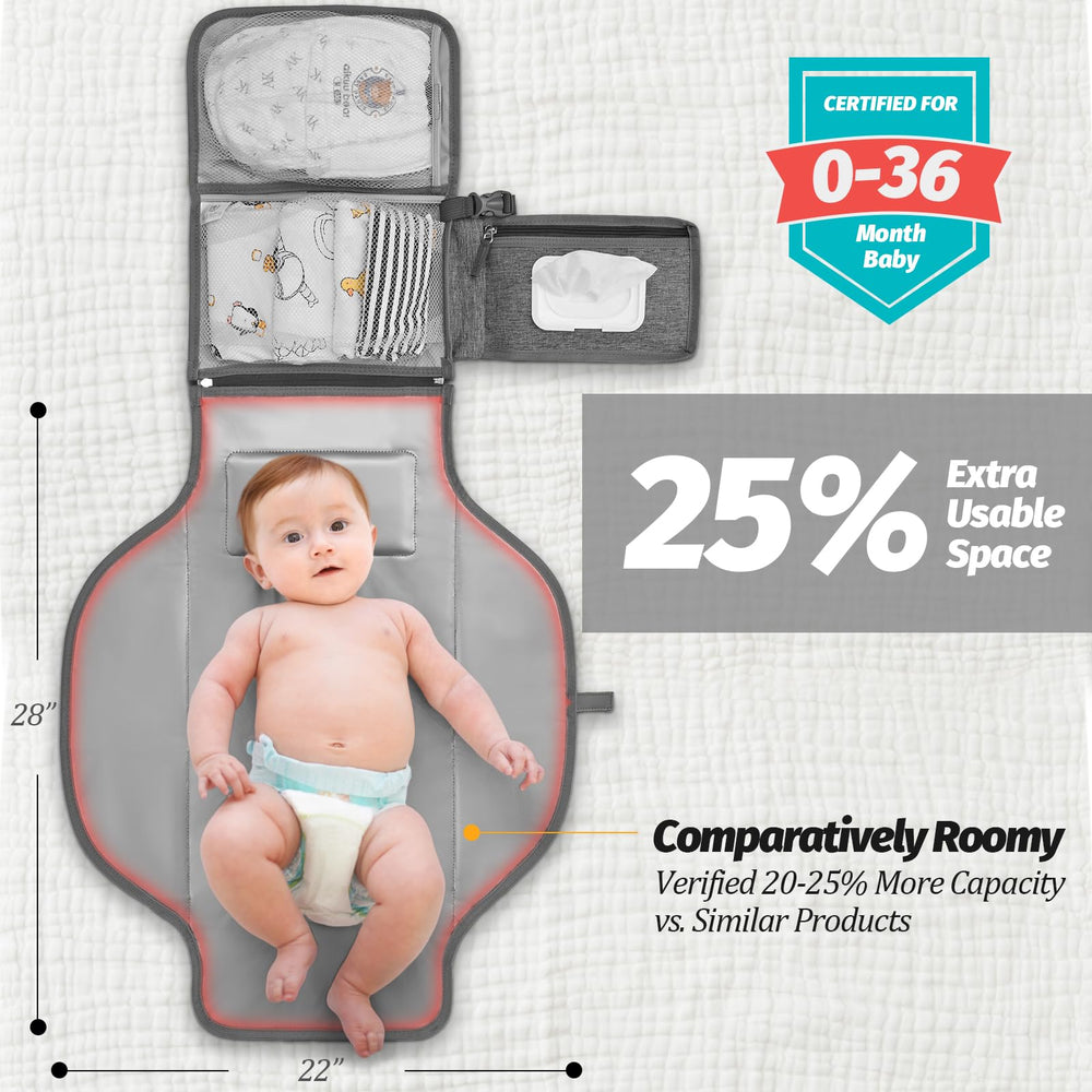PZU changing pad with two cargo pockets for outfits and creams