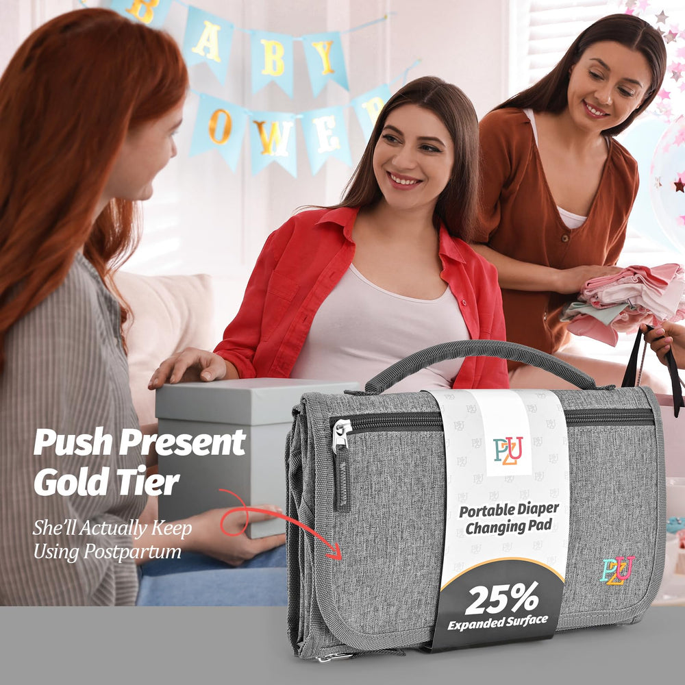 PZU water-resistant wipeable surface for mess-friendly diaper changes