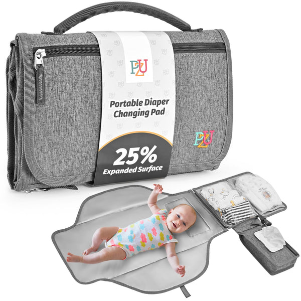 PZU portable changing pad with wipes pocket for on-the-go changes