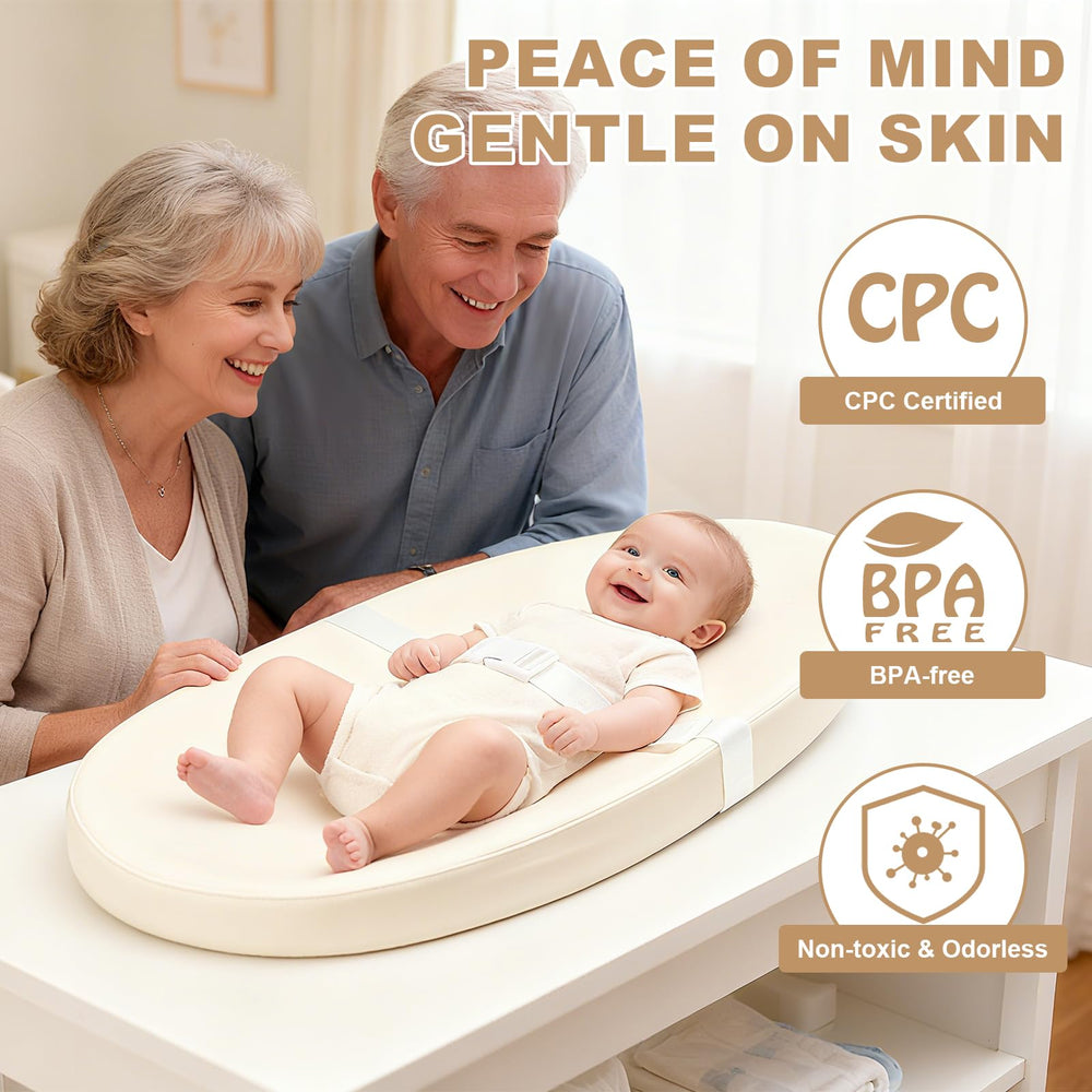 Qalvyn wipeable PU cover on changing pad for easy cleanup