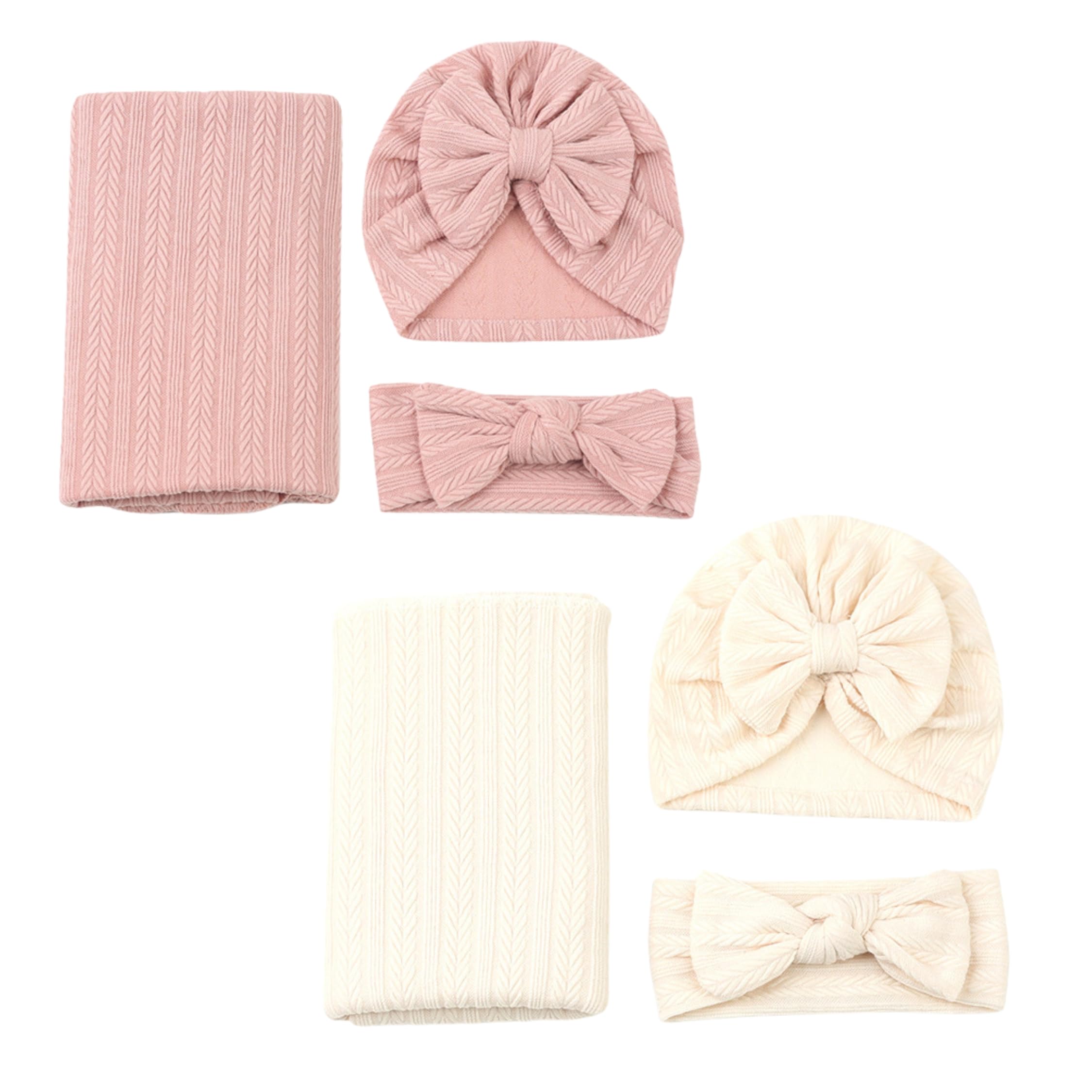 QandSweet photo prop setup pink beige for memorable newborn photography