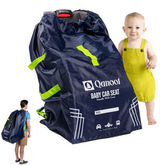 Qanoot infant car seat travel bag in blue backpack protects seats during flights