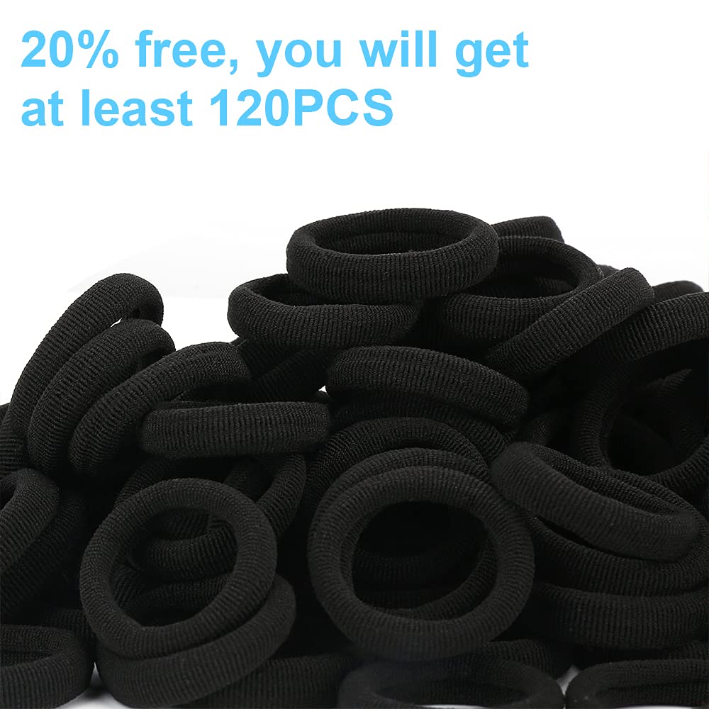 Qarwayoc black seamless hair ties in a pearly bag, ideal for toddlers and teens.