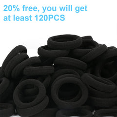 Qarwayoc black seamless hair ties in a pearly bag, ideal for toddlers and teens.