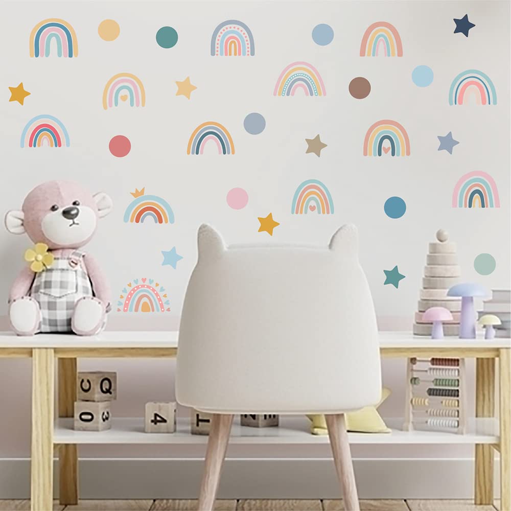 Qaxrocyn Bohemian Rainbow wall decal eight-sheet coverage for large walls.