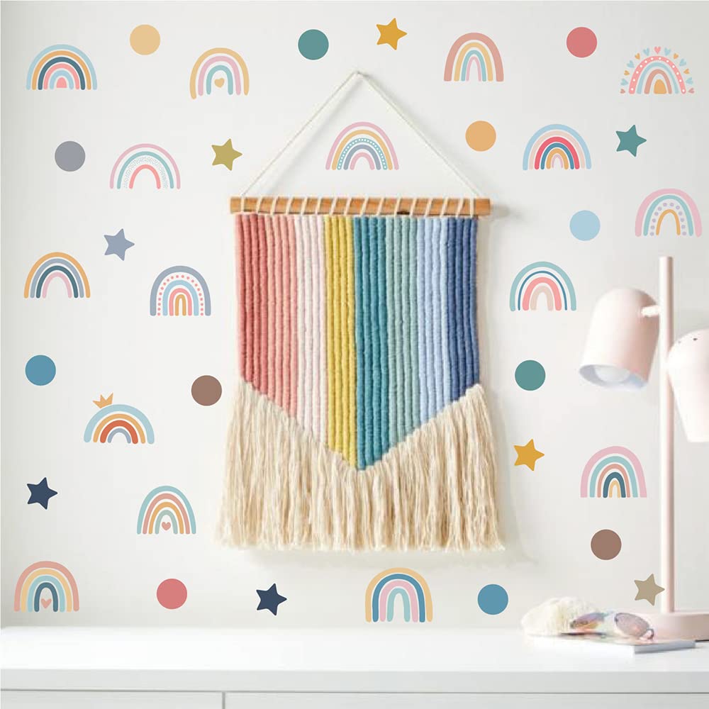 Qaxrocyn Bohemian Rainbow wall decal removable without wall damage.