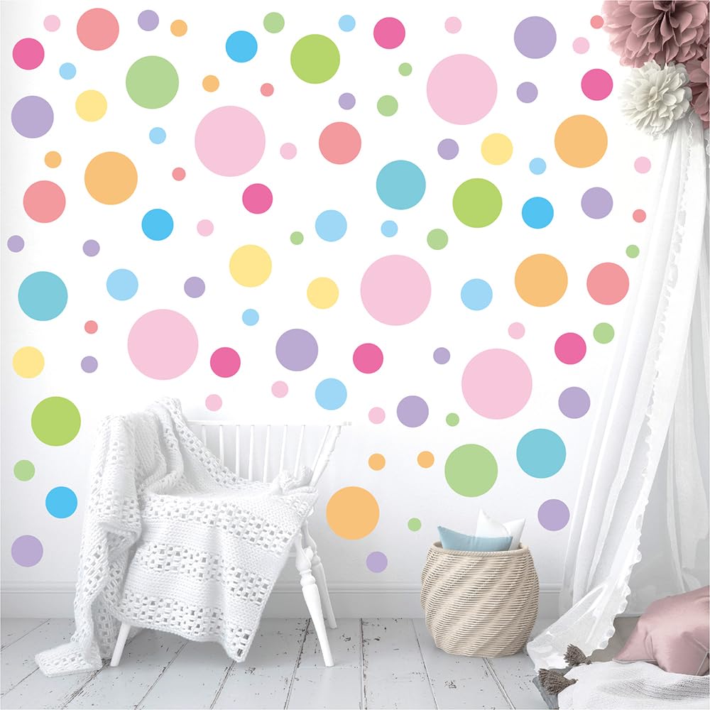 Qaxrocyn pastel dots on the wall create a quick room uplift.