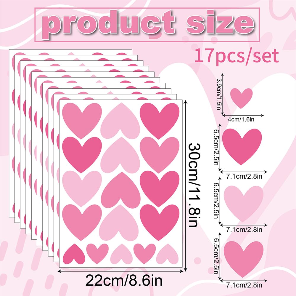 Qaxrocyn ombre pink hearts decor on dorm room wall adds depth