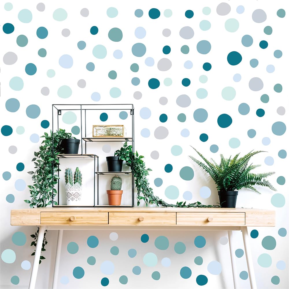 Qaxrocyn polka-dot wall decal set with 300 pieces across ten sheets for versatile decorating.