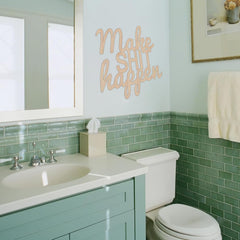 QBFWETY funny bathroom wall sign offers playful inspo above the toilet.