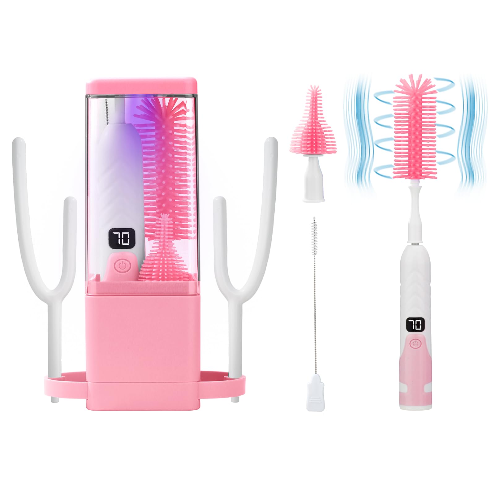 QCBF electric bottle brush cleaner with rotating head for deep bottle cleaning