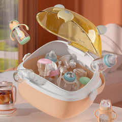 QDTTSRY storage box cover for baby bottles demonstrates compact design and easy rinsing