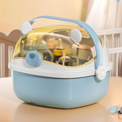 QDTTSRY nursing bottle storage box keeps nipples and valves neatly stored.
