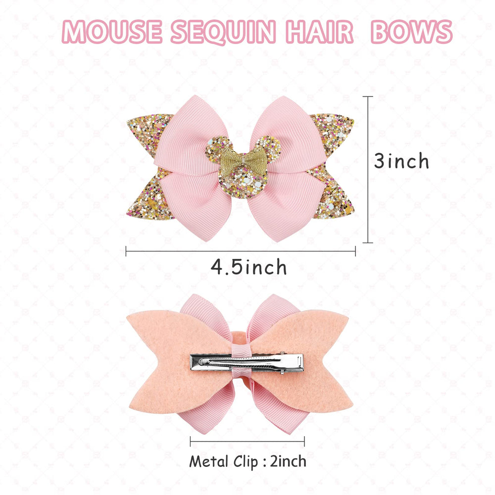 Qearl polka-dot red hair bows on clips for dress-up