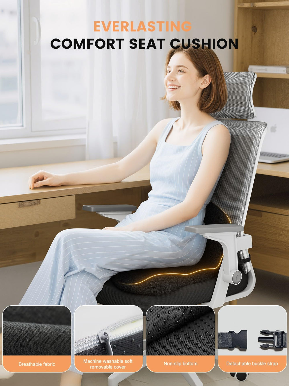 QEGOON 12-6 inch lumbar support doubles as travel pillow