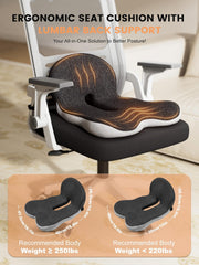 QEGOON cushion features ergonomic coccyx design for better posture on office chairs