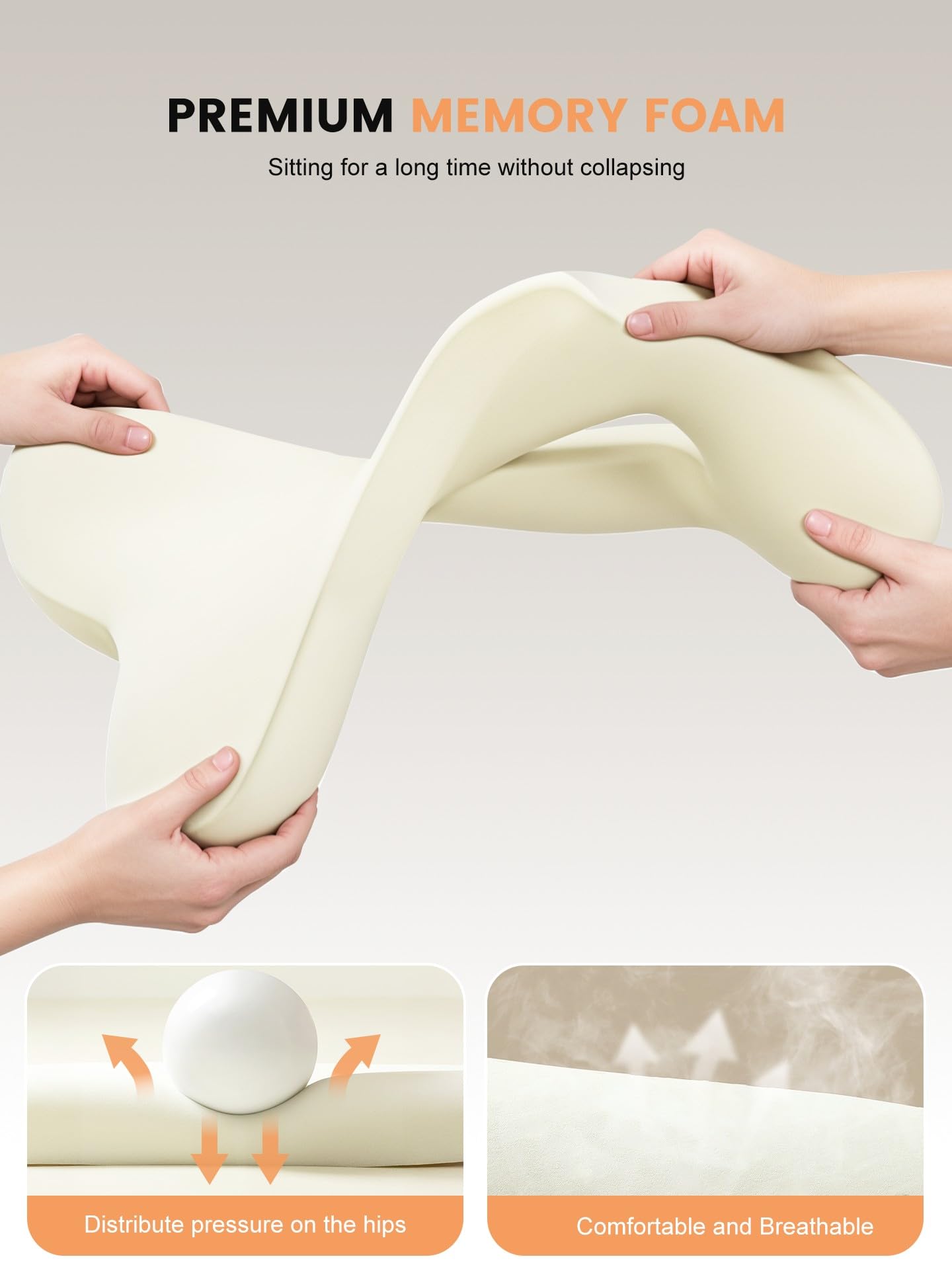 QEGOON ready-to-use seat cushion delivers instant comfort straight from the box