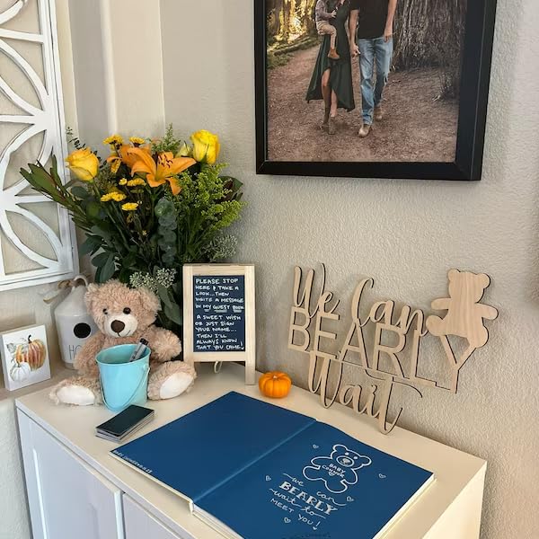 QENWWENG keepsake bear sign adds sentimental charm to nursery or party