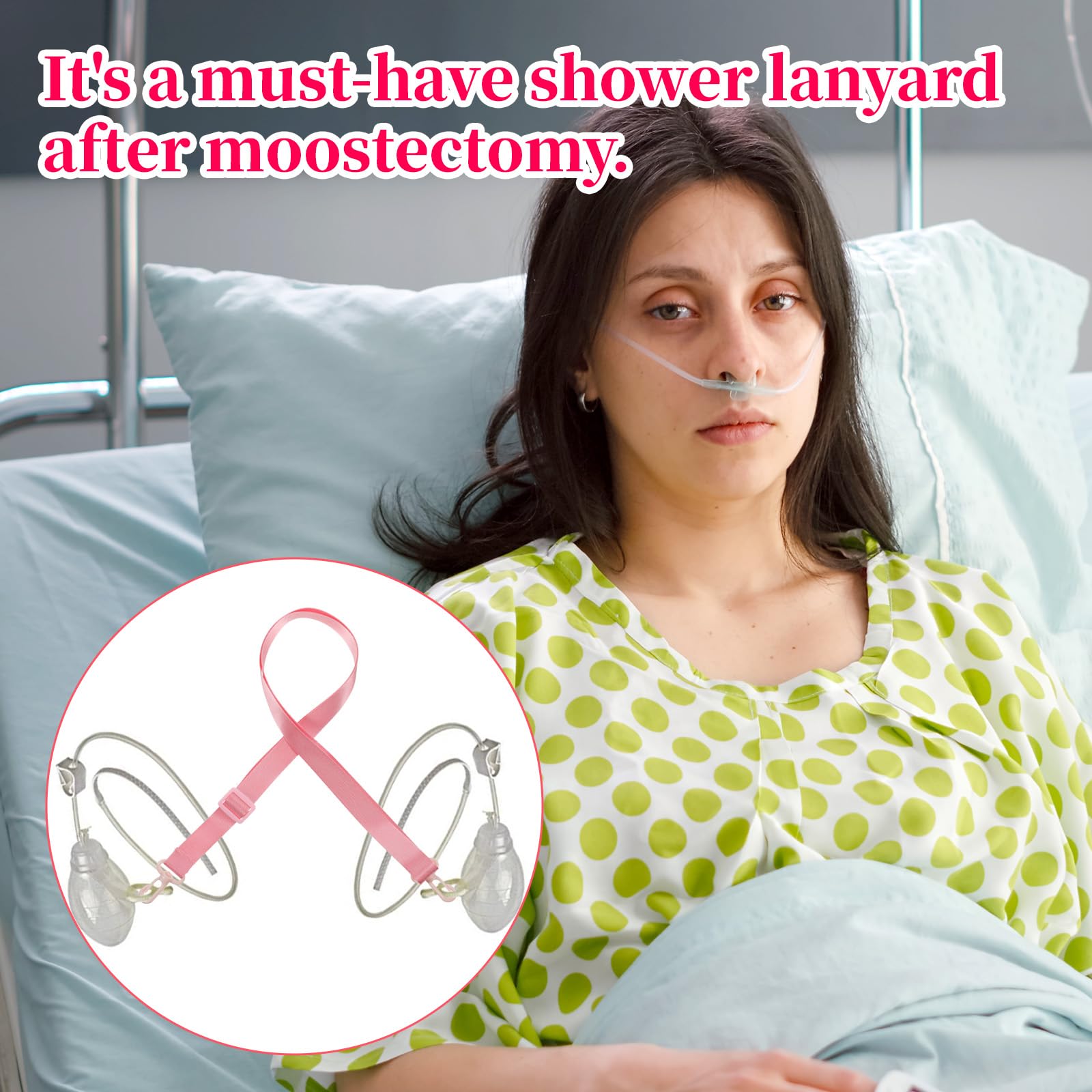 QFGasre shower lanyard enables hands-free rinsing for safer post-surgery routines.