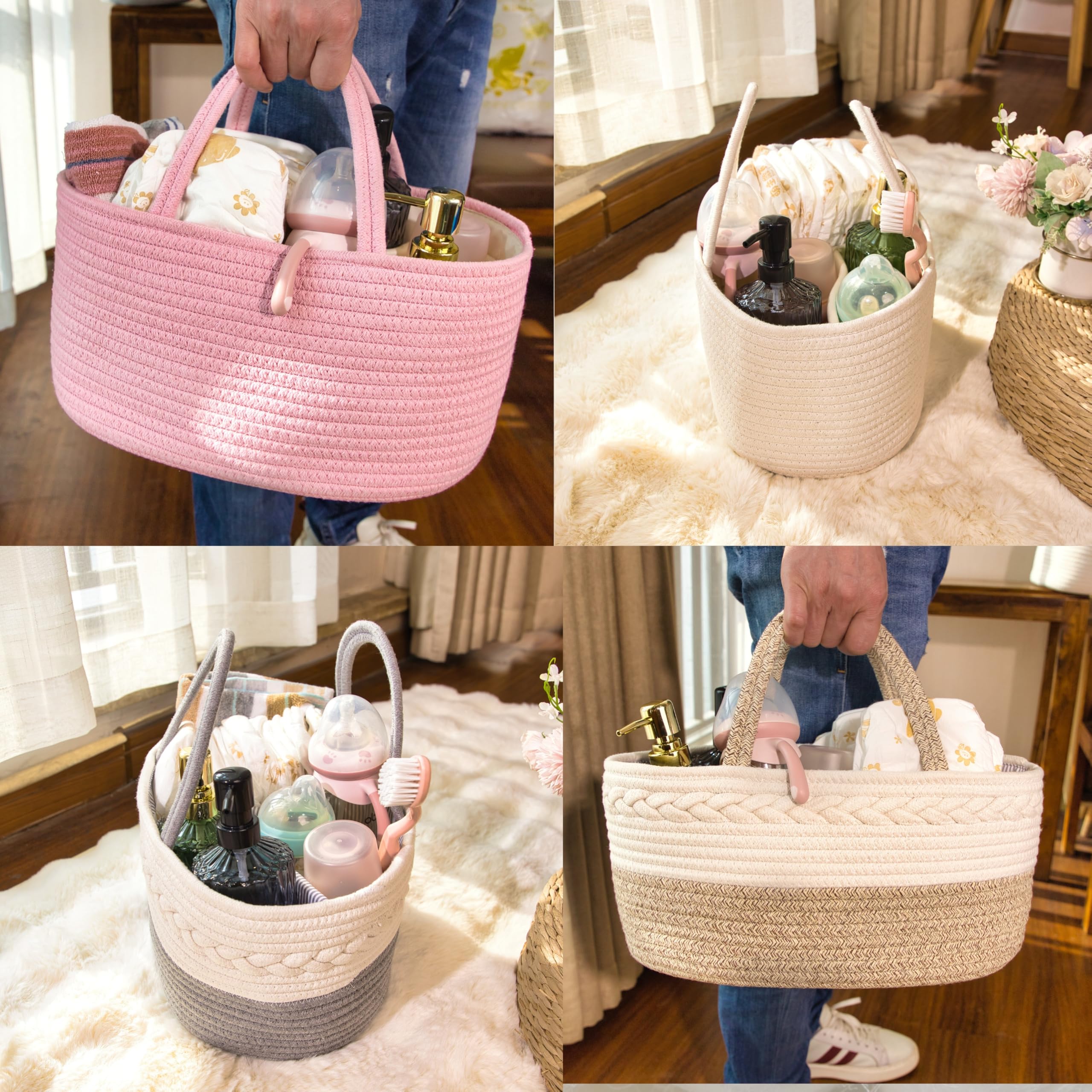 QFLQFL baby shower gift basket in pink ideal for new parents.