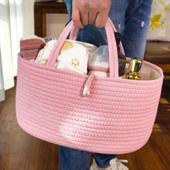 QFLQFL cotton rope tote diaper basket for daily essentials.
