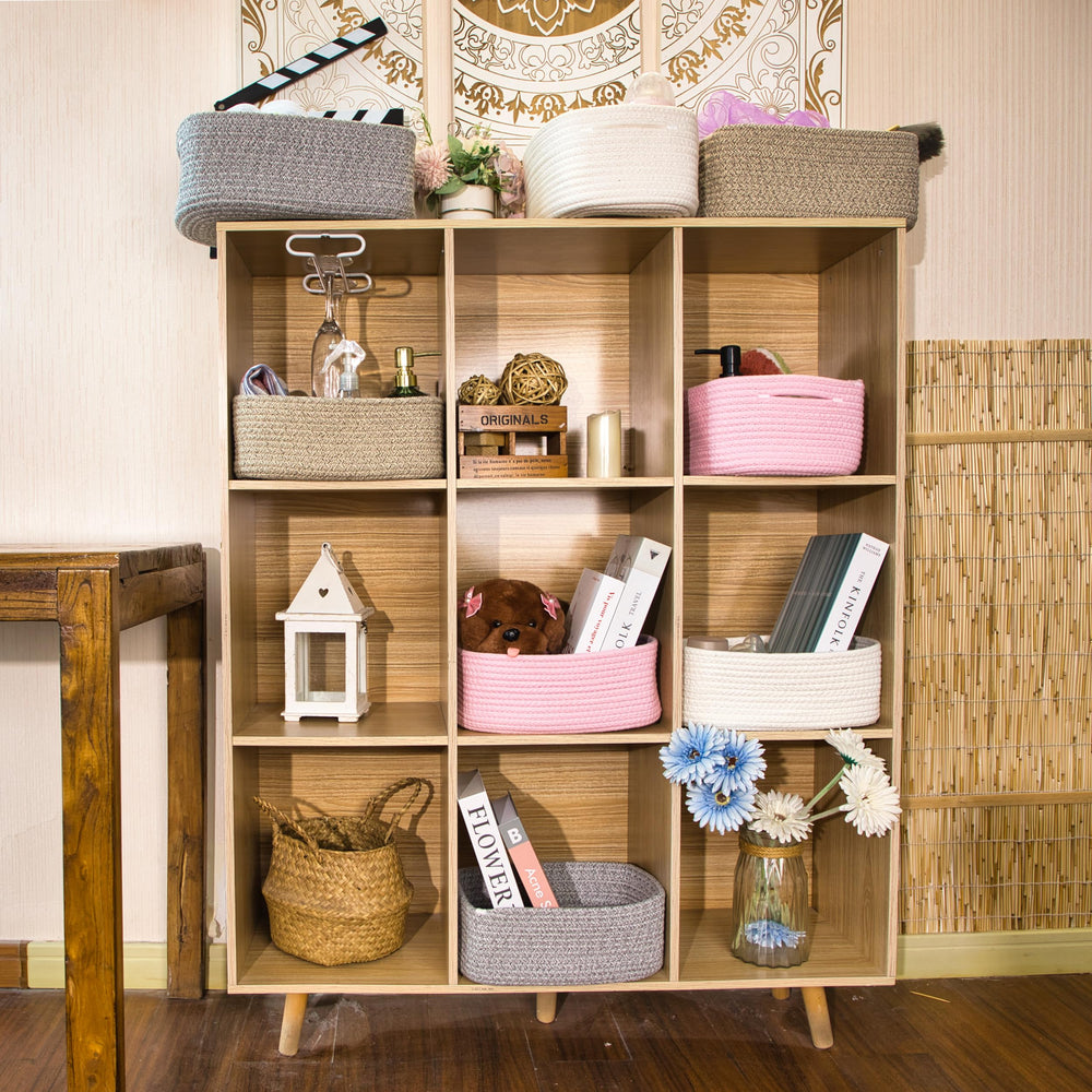 QFLQFL Medium Storage Basket on desk for office supplies.
