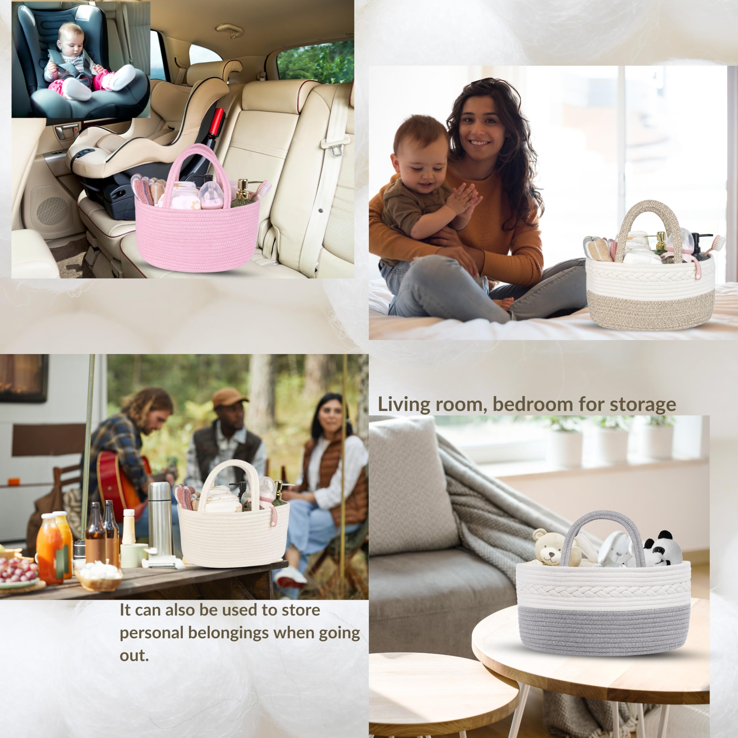 QFLQFL nursery storage basket with durable handles for easy moving.