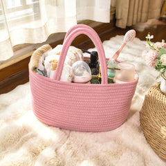 QFLQFL small woven rope basket for nursery storage on shelves.