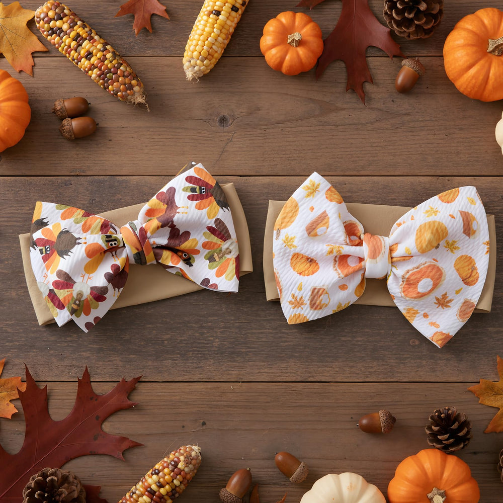 QFV Thansgiving daily wear bow headband for easy styling on babies.