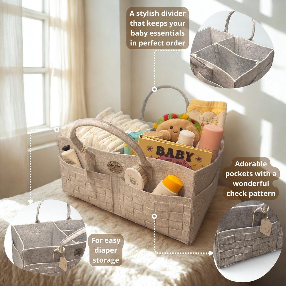 QGENUBA changing-table caddy keeps baby items neatly arranged during care