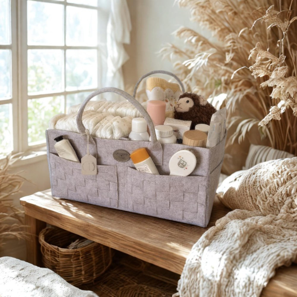 QGENUBA versatile nursery organizer in living room for easy access