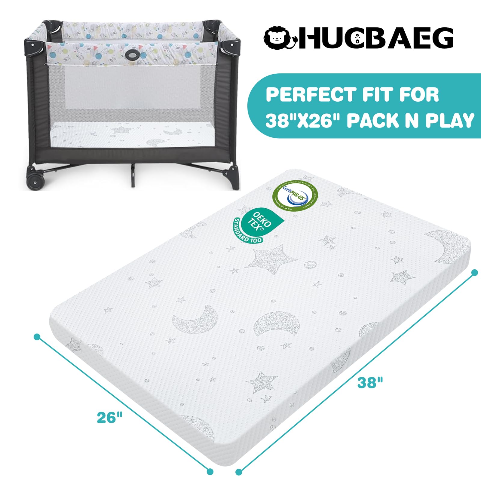 QHUCBAEG high-density memory foam layer offers cushioned support for babies.