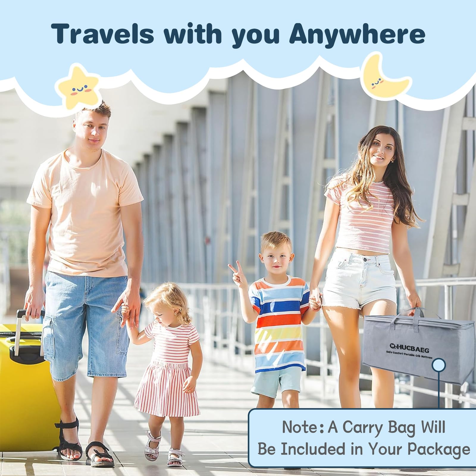 QHUCBAEG Portable carry bag enables easy storage and travel with the mattress.