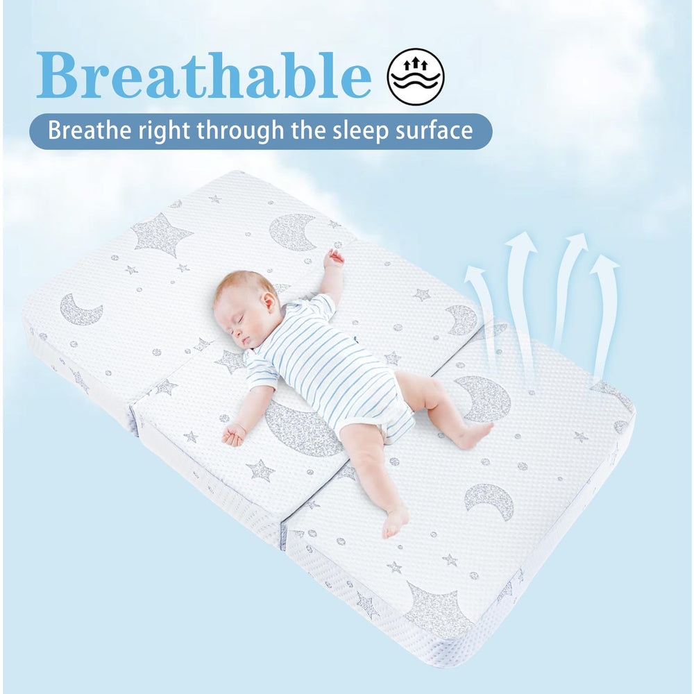 QHUCBAEG Dual-Sided Pack and Play Mattress offers soft comfort and supportive structure.