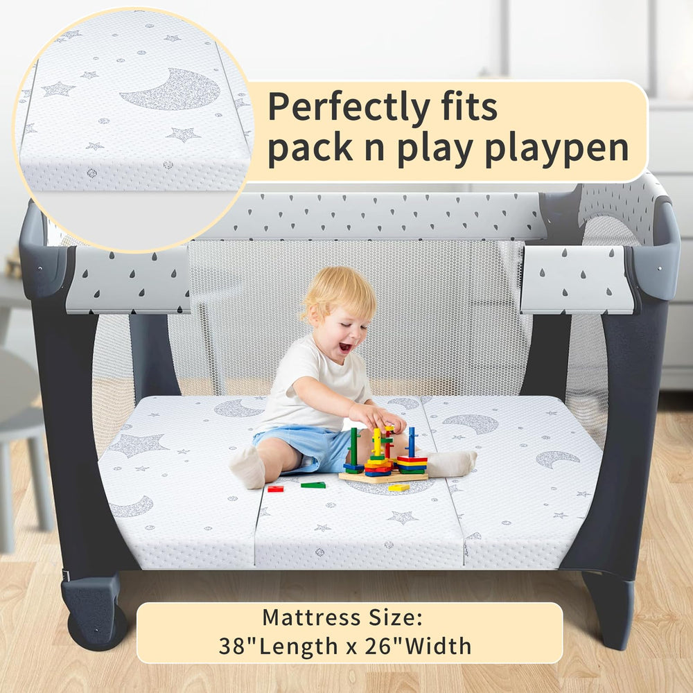 QHUCBAEG dual-sided pack n play mattress suitable for babies and toddlers
