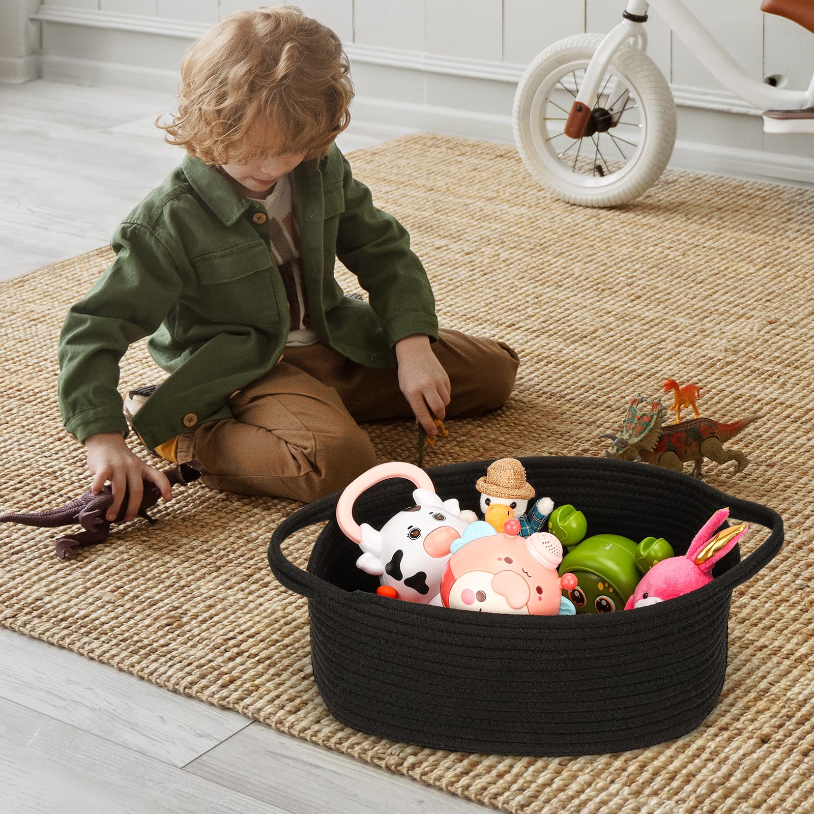 QiANBiRD durable cotton rope basket with a soft, sturdy weave.