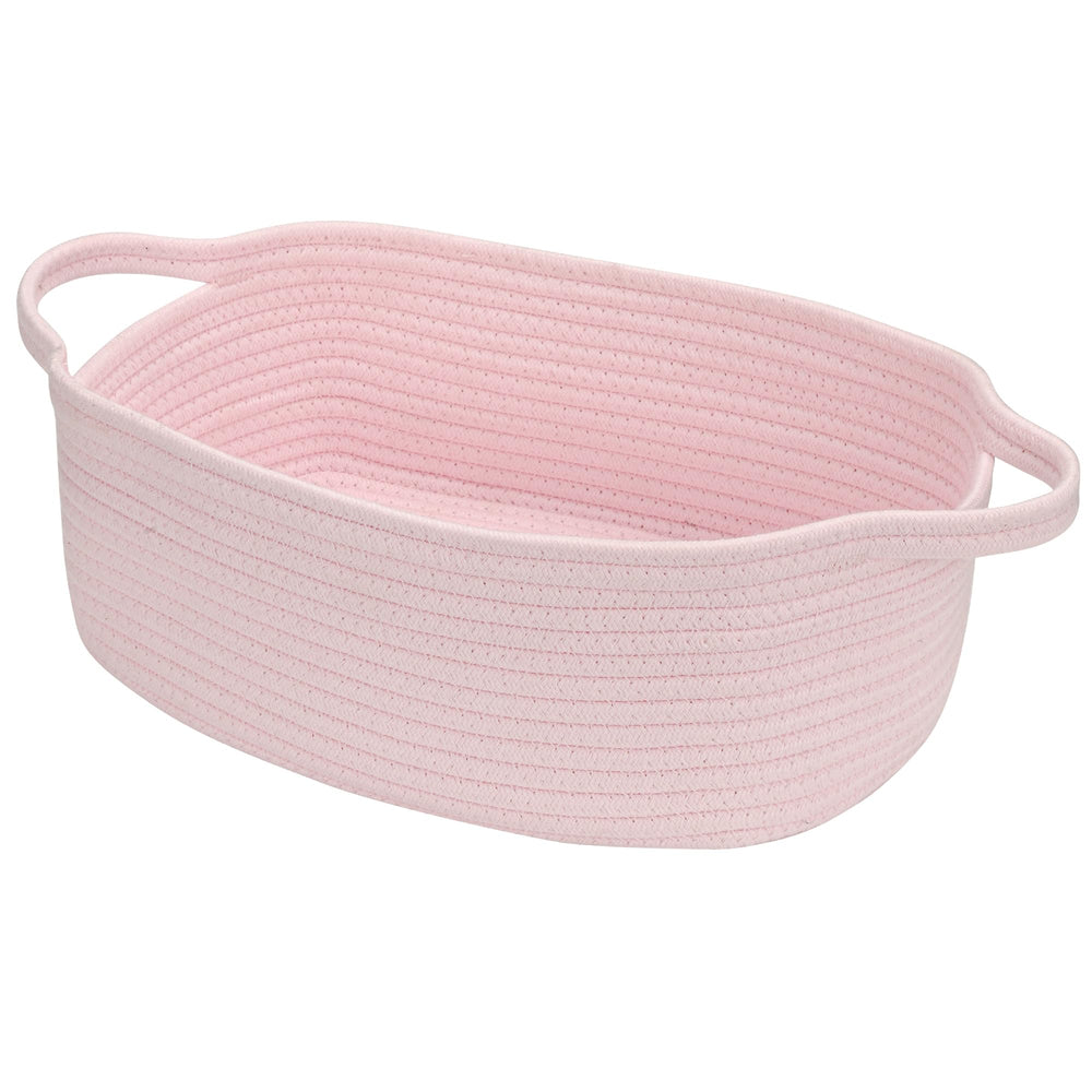 QiANBiRD small rope basket in pink Easter for nursery storage and tidy shelves.