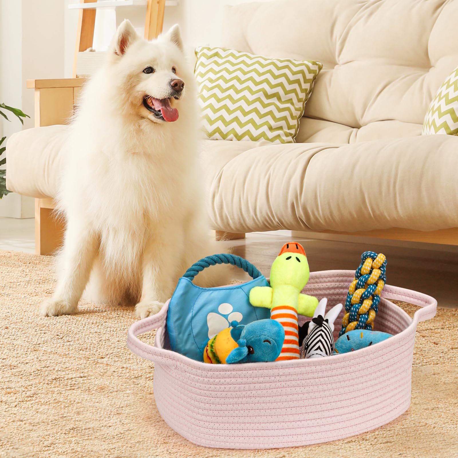 QiANBiRD small rope basket folds flat for simple storage.
