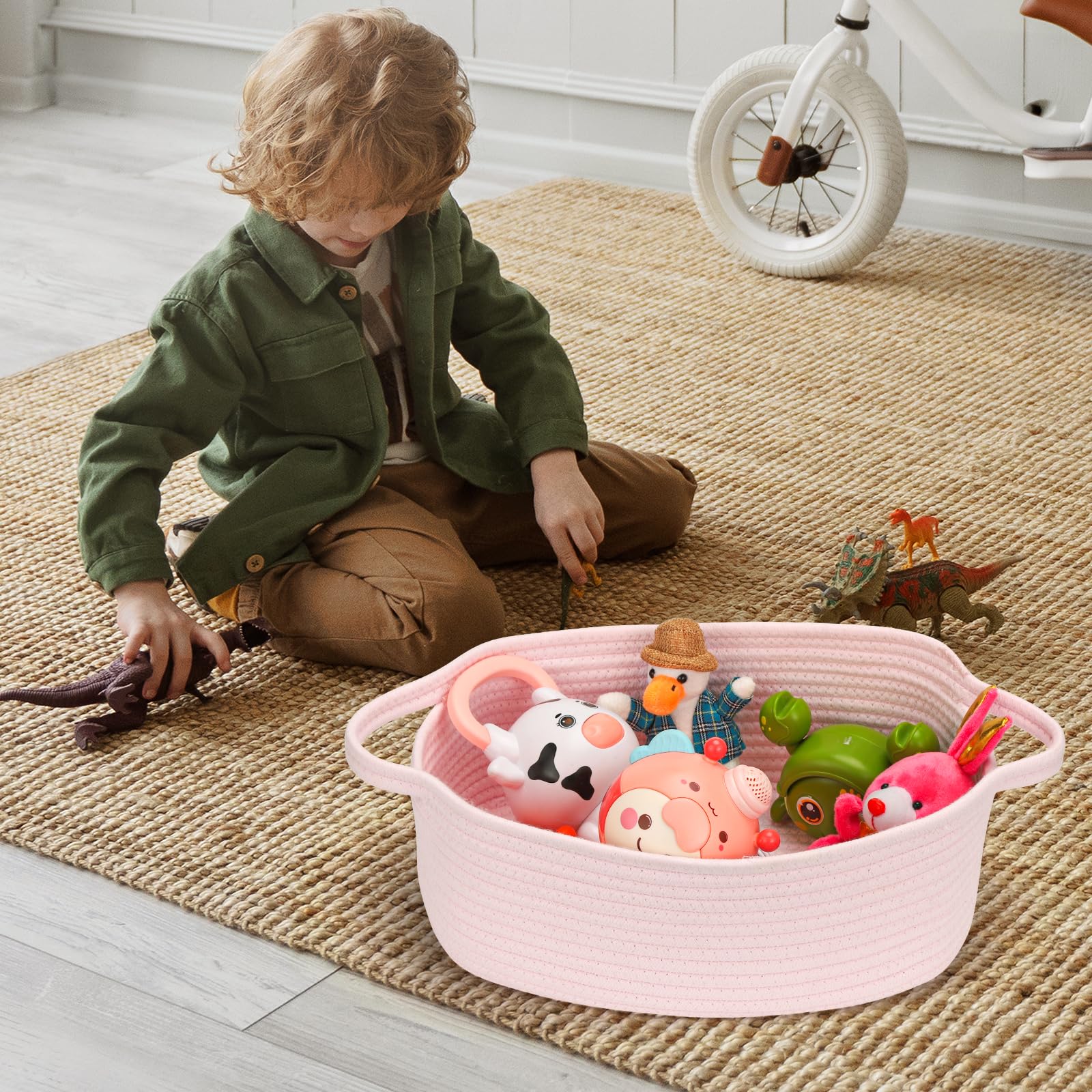 QiANBiRD decorative nursery basket enhances shelves with modern style.