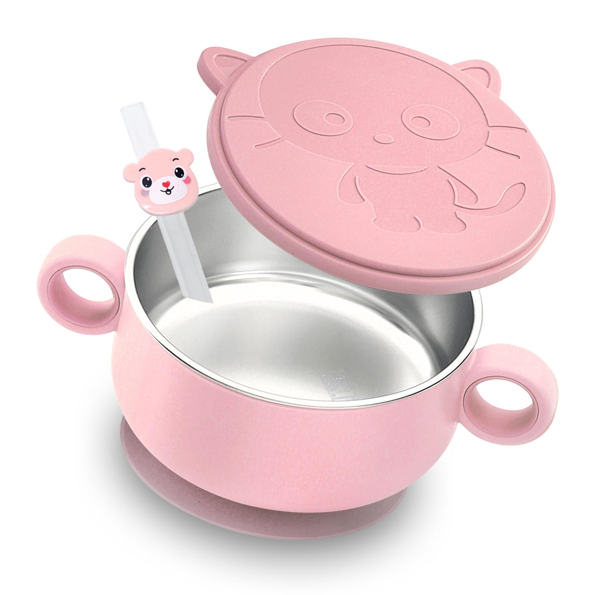 qianliyer SP-04Pink double-layer bowl for mess-free meals
