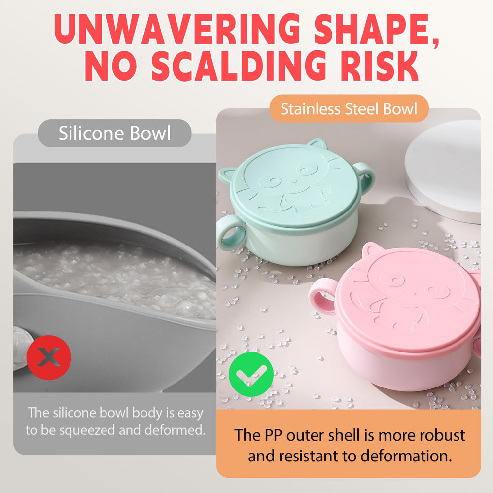 qianliyer SP-04Pink food-grade silicone plate with fork included