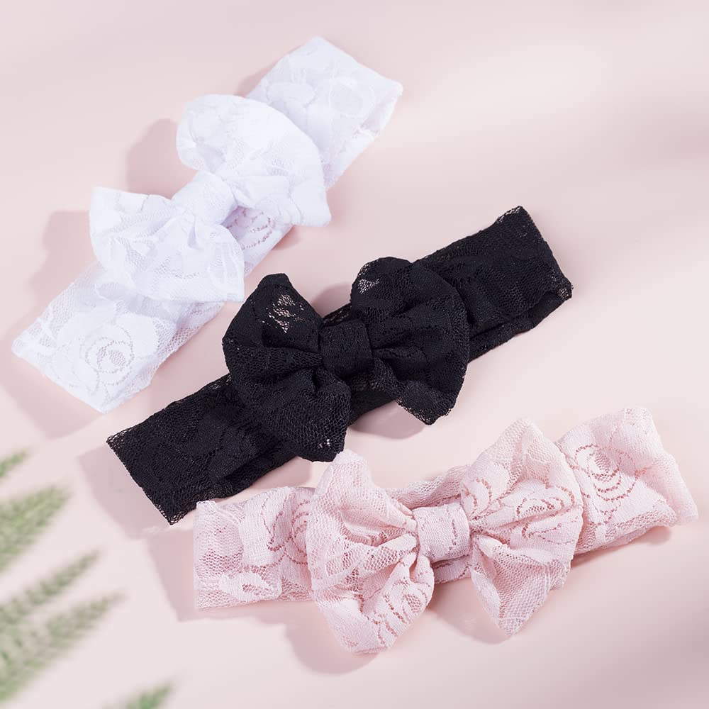 Qiansail pink lace headwrap, lightweight and comfortable for toddlers.