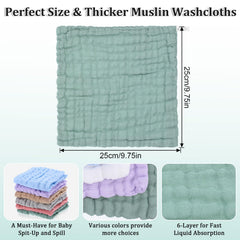 Qianyu baby washcloths six-pack in multicolor for versatile daily care.