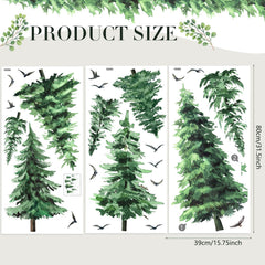 Qilery watercolor woodland decal transforms living rooms with a spacious forest backdrop.