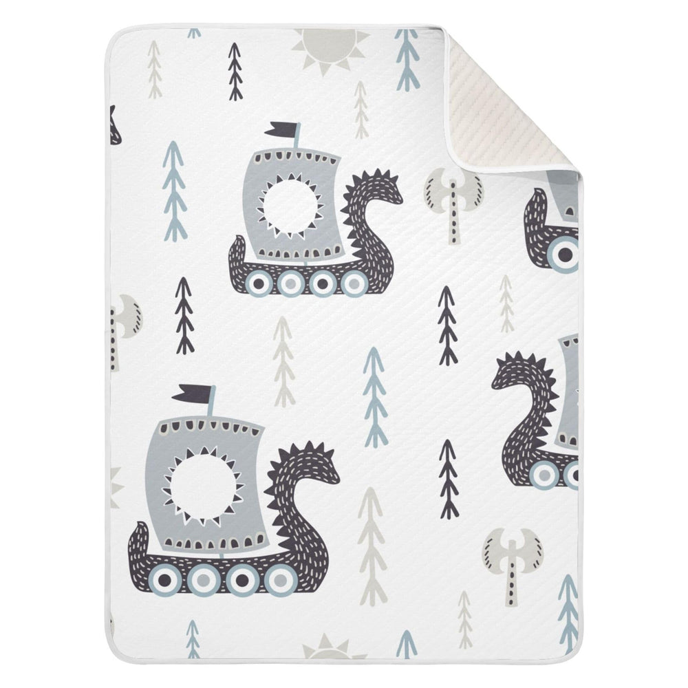 Qilmy Viking Ships baby blanket with soft cotton surface ideal for newborns and toddlers