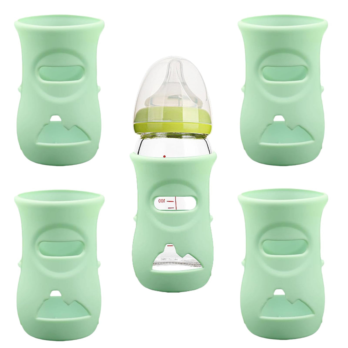 QinSuiKai silicone sleeve on Avent 4oz bottle adds grip and protection.
