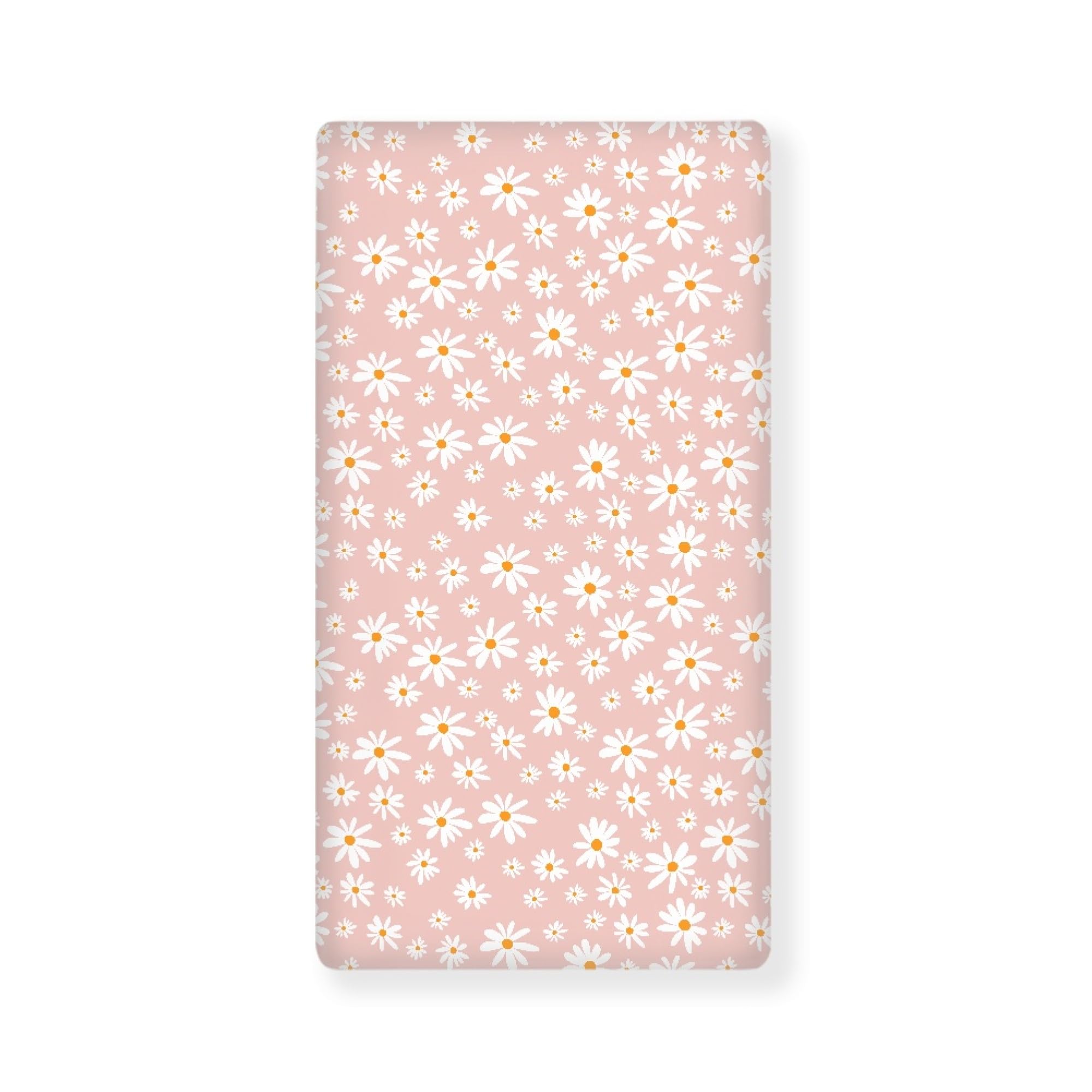 QINBEIDU daisy flowers crib sheet close-up showing soft, breathable surface for baby sleep.