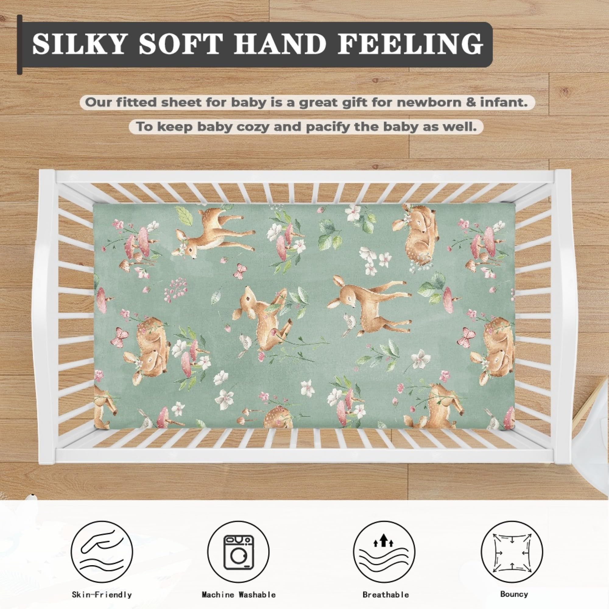 QINBEIDU deer pattern sheet enhances nursery decor and story moments