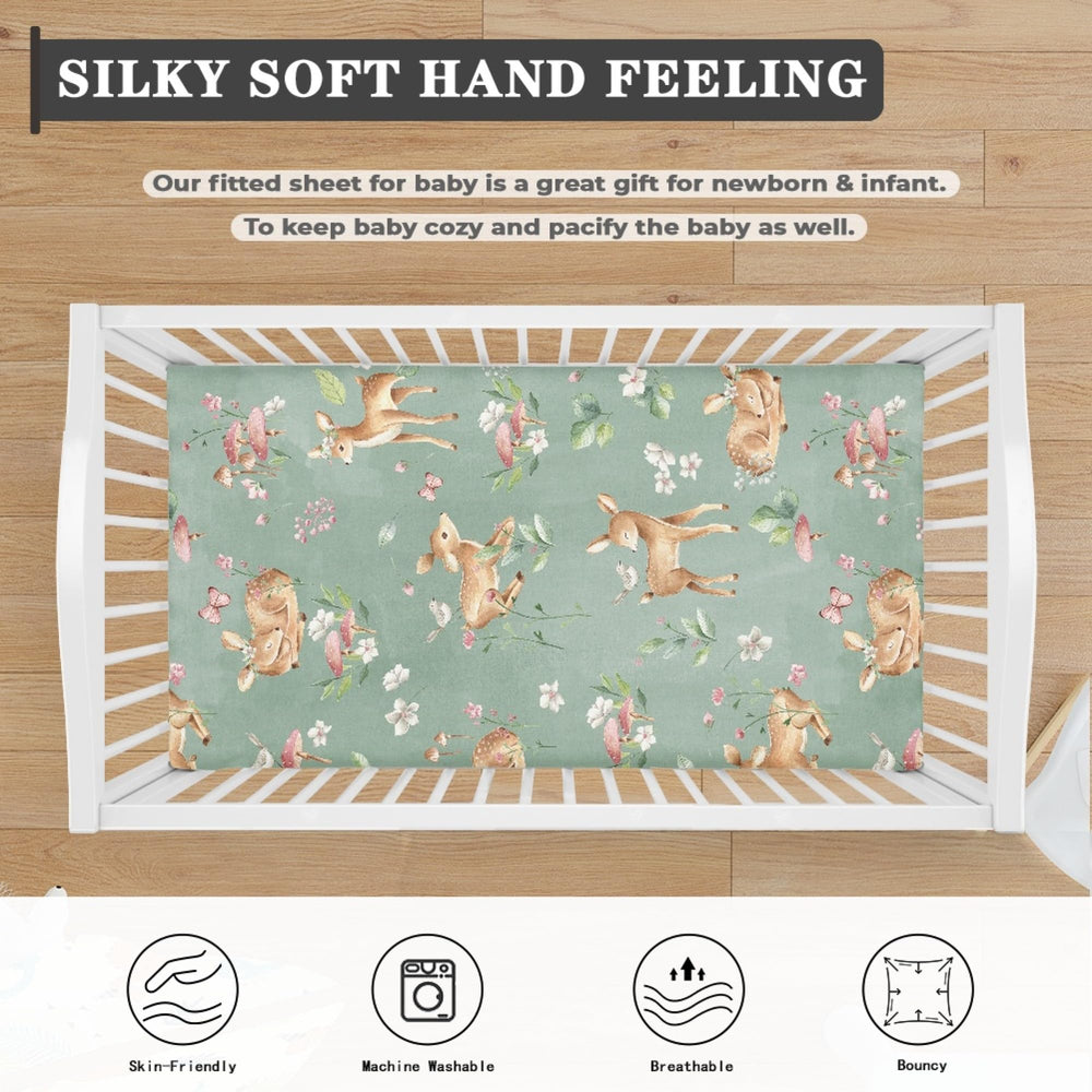 QINBEIDU deer pattern sheet enhances nursery decor and story moments