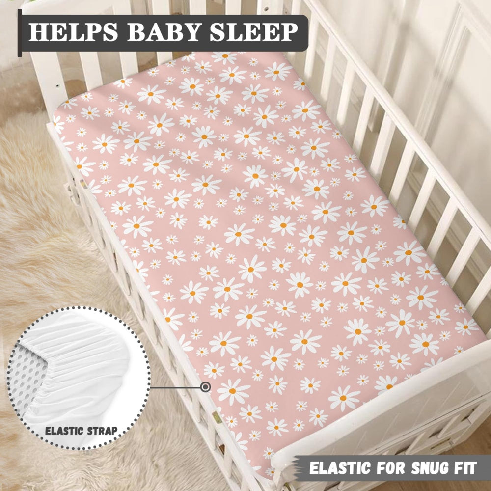 QINBEIDU 28x52 standard crib sheet fits standard mattress with secure elastic.